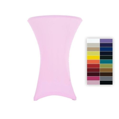 Spandex stretch cover for bistro table, event table 80 cm diameter pink elastic table skirt