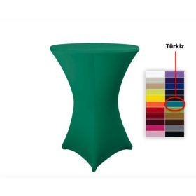   Spandex sztreccs huzat bisztró asztalhoz, rendezvényasztalhoz 80 cm átmérőjű türkiz színű elasztikus asztalszoknya