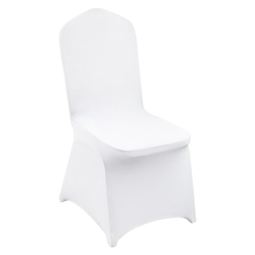 Spandex stretch cover for wedding chairs, event chairs in white, made of elastic material, washable design