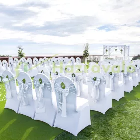   Spandex sztreccs huzat esküvői székhez 50 db min. rendelhető, rendezvény székhez fehér színben, rugalmas anyagból, mosható kivitel