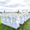 Spandex stretch cover for wedding chairs, event chairs in white, made of elastic material, washable design