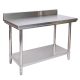 Inox work table 120x60cm stainless steel kitchen counter table made of acid-resistant material with fall protection back edge