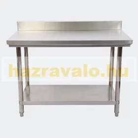 Inox munkaasztal 120x60cm rozsdamentes konyhai pult saválló anyagból készült asztal Leesésvédővel