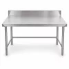 Inox munkaasztal 120×60 cm, rozsdamentes konyhai pult leesésvédő hátsó peremmel, SUS201 acélból