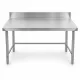Inox munkaasztal 120×60 cm, rozsdamentes konyhai pult leesésvédő hátsó peremmel, SUS201 acélból
