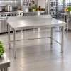 Inox munkaasztal 120×60 cm, rozsdamentes konyhai pult leesésvédő hátsó peremmel, SUS201 acélból