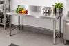 Inox munkaasztal 120×60 cm, rozsdamentes konyhai pult leesésvédő hátsó peremmel, SUS201 acélból