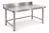 Inox munkaasztal 120×60 cm, rozsdamentes konyhai pult leesésvédő hátsó peremmel, SUS201 acélból