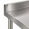 Inox munkaasztal 120×60 cm, rozsdamentes konyhai pult leesésvédő hátsó peremmel, SUS201 acélból