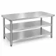 Inox munkaasztal 120×60 cm, rozsdamentes konyhai pult leesésvédő hátsó peremmel, SUS201 acélból