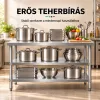 Inox munkaasztal 120×60 cm, rozsdamentes konyhai pult leesésvédő hátsó peremmel, SUS201 acélból