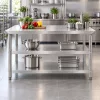 Inox munkaasztal 120×60 cm, rozsdamentes konyhai pult leesésvédő hátsó peremmel, SUS201 acélból