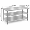 Inox munkaasztal 120×60 cm, rozsdamentes konyhai pult leesésvédő hátsó peremmel, SUS201 acélból