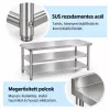 Inox munkaasztal 120×60 cm, rozsdamentes konyhai pult leesésvédő hátsó peremmel, SUS201 acélból