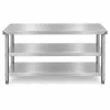 Inox munkaasztal 120×60 cm, rozsdamentes konyhai pult leesésvédő hátsó peremmel, SUS201 acélból