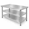 Inox munkaasztal 120×60 cm, rozsdamentes konyhai pult leesésvédő hátsó peremmel, SUS201 acélból