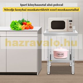  Inox ipari konyhaasztal 60x60 cm 150 kg teherbírású nagykonyhai rozsdamentes bútor munkaasztal peremmel