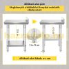 Inox ipari konyhaasztal 60x60 cm 150 kg teherbírású nagykonyhai rozsdamentes bútor munkaasztal peremmel