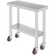 Inox industrial kitchen table with wheels 76x30x86 cm 150 kg load capacity large kitchen stainless furniture work table