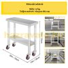 Inox industrial kitchen table with wheels 76x30x86 cm 150 kg load capacity large kitchen stainless furniture work table