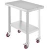 Inox industrial kitchen table with wheels 76x46x86 cm 150 kg load capacity large kitchen stainless furniture work table