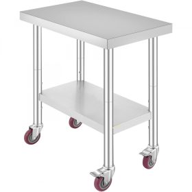   Inox ipari konyhaasztal kerekekkel 76x46x86 cm 150 kg teherbírású nagykonyhai rozsdamentes bútor munkaasztal
