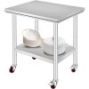 Inox industrial kitchen table with wheels 76x60x81 cm 130 kg load capacity large kitchen stainless furniture work table