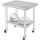 Inox industrial kitchen table with wheels 76x60x81 cm 130 kg load capacity large kitchen stainless furniture work table