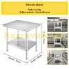 Inox industrial kitchen table 76x60x80 cm 150 kg load capacity large kitchen stainless steel furniture work table