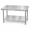 Inox munkaasztal 120×60 cm, rozsdamentes konyhai pult leesésvédő hátsó peremmel, SUS201 acélból