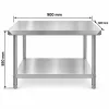 Inox munkaasztal 120×60 cm, rozsdamentes konyhai pult leesésvédő hátsó peremmel, SUS201 acélból