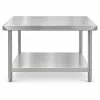 Inox munkaasztal 120×60 cm, rozsdamentes konyhai pult leesésvédő hátsó peremmel, SUS201 acélból