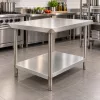 Inox munkaasztal 120×60 cm, rozsdamentes konyhai pult leesésvédő hátsó peremmel, SUS201 acélból