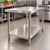 Inox munkaasztal 120×60 cm, rozsdamentes konyhai pult leesésvédő hátsó peremmel, SUS201 acélból