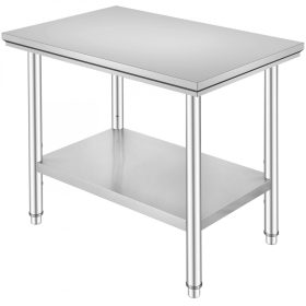   Inox ipari konyhaasztal 90x60x80 cm 260 kg teherbírású nagykonyhai rozsdamentes bútor munkaasztal