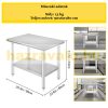 Inox ipari konyhaasztal 90x60x80 cm 260 kg teherbírású nagykonyhai rozsdamentes bútor munkaasztal