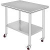 Inox industrial kitchen table with wheels 91x60x82 cm 160 kg load capacity large kitchen stainless steel furniture work table