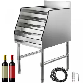   Inox bárpult rozsdamentes italtartó, koktélpult 30x58x82 cm fém palack állvány 5 soros Speed Rack