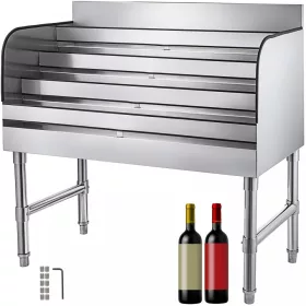   Inox bárpult rozsdamentes italtartó, koktélpult 91x47x82 cm fém palack állvány 4 soros Speed Rack