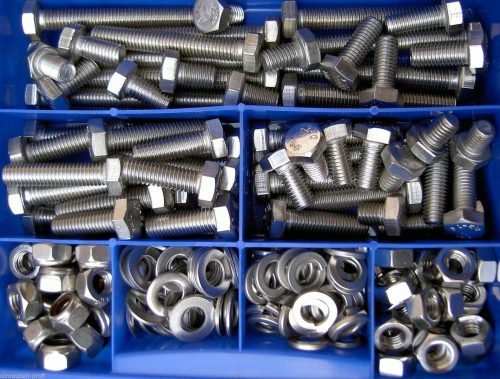 Rozsdamentes csavarkészlet M8 200 darab hatlapfejű csavar anya önzáró anya alátét saválló acél kivitel