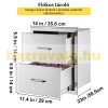 Built-in kitchen drawer outdoor stainless steel 2-drawer cabinet 35x36x58 cm inox BBQ grill drawer system