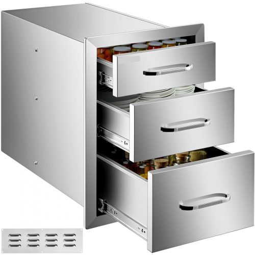 Built-in kitchen drawer outdoor stainless steel 3-drawer cabinet 36x51x59 cm inox BBQ grill drawer system