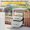 Beépíthető konyhai fiók kültéri rozsdamentes acél 3 fiókos szekrény 36x51x59 cm inox BBQ grill fiók