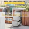 Beépíthető konyhai fiók kültéri rozsdamentes acél fiókos szekrény 37x64x48 cm inox BBQ grill fiók