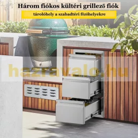   Beépíthető konyhai fiók kültéri rozsdamentes acél fiókos szekrény 37x64x48 cm inox BBQ grill fiókrendszer