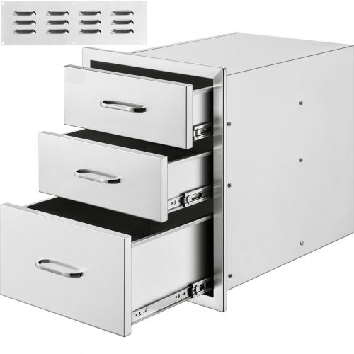 Built-in kitchen drawer outdoor stainless steel 3-drawer cabinet 46x59x59 cm inox BBQ grill drawer system