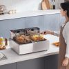 Rozsdamentes elektromos olajsütő inox dupla fritőz 20 literes 5000W időzítővel vendéglátóipari