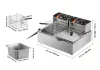 Rozsdamentes elektromos olajsütő inox dupla fritőz 20 literes 5000W 110-220V időzítővel