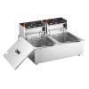 Rozsdamentes elektromos olajsütő inox dupla fritőz 20 literes 5000W időzítővel vendéglátóipari