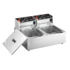 Rozsdamentes elektromos olajsütő inox dupla fritőz 20 literes 5000W 110-220V időzítővel